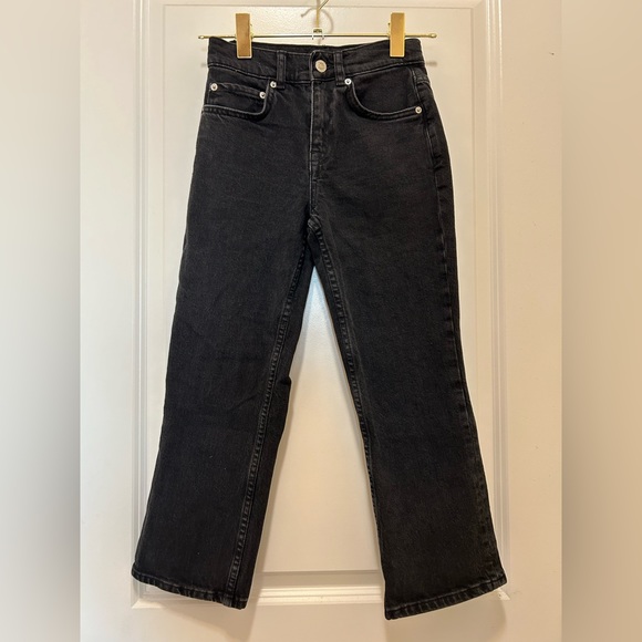 ASOS DESIGN Black Denim Straight Leg Cropped Petite Jeans Size 23 - Picture 7 of 16